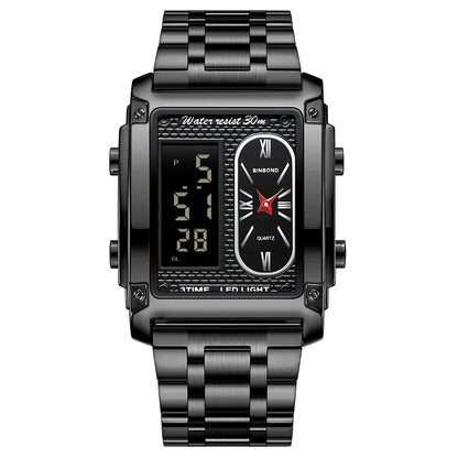 UTHAI H37 Fashion Square Double Screen Digital Watch for Men Light Luxury Leisure Sports Waterproof Men's Quartz Watch - Checkouts USA