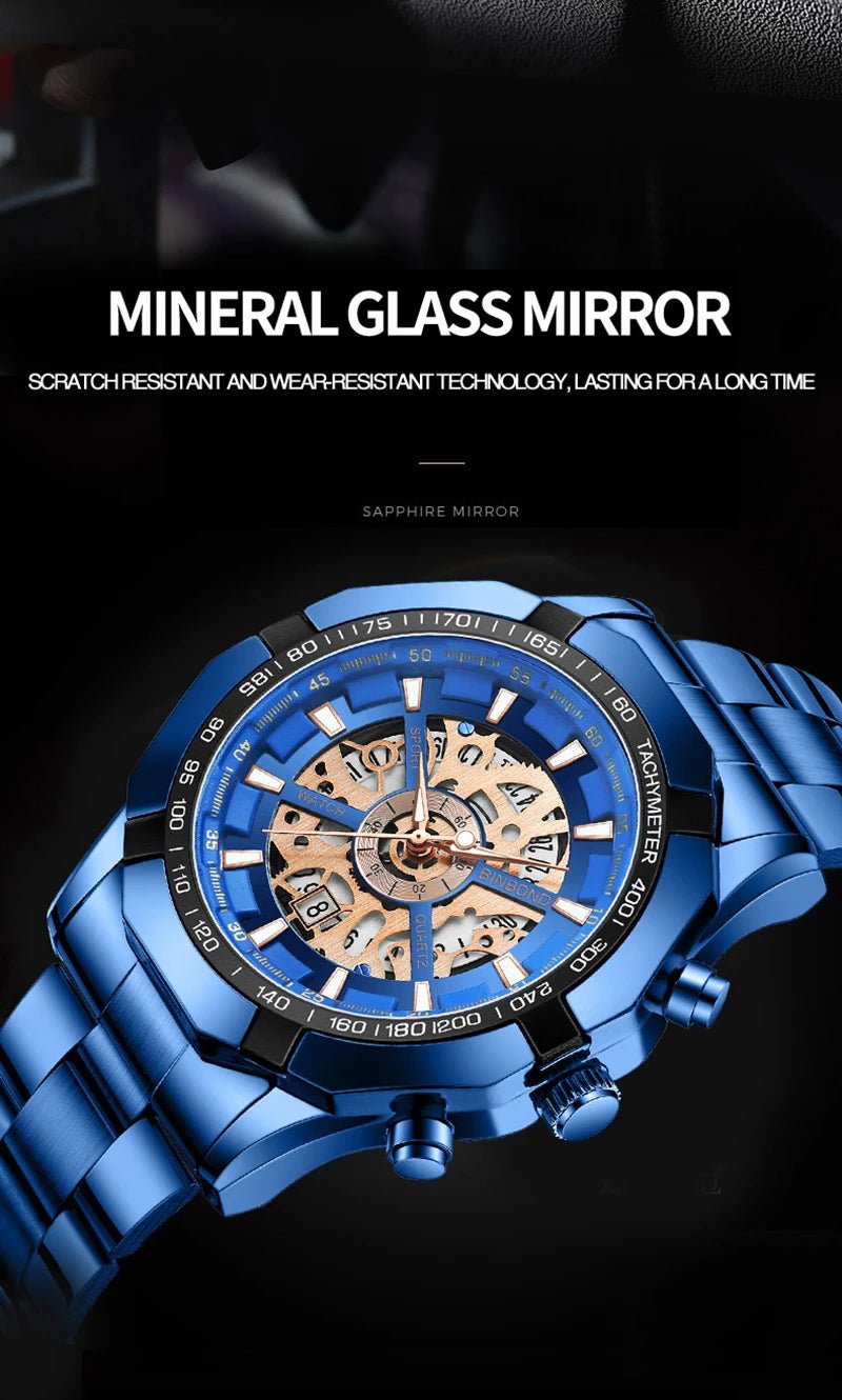 UTHAI RELOJ HOMBRE Light Luxury Business Hollow Glow Pointer Waterproof Stainless Steel Metal Strap Quartz Watch Gift H169 - Checkouts USA