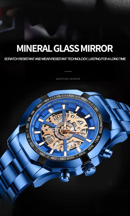 UTHAI RELOJ HOMBRE Light Luxury Business Hollow Glow Pointer Waterproof Stainless Steel Metal Strap Quartz Watch Gift H169 - Checkouts USA