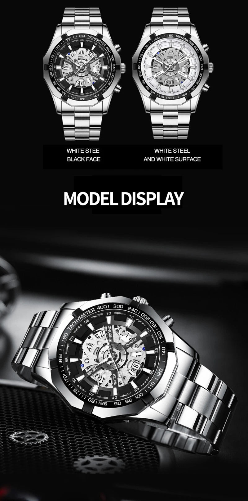 UTHAI RELOJ HOMBRE Light Luxury Business Hollow Glow Pointer Waterproof Stainless Steel Metal Strap Quartz Watch Gift H169 - Checkouts USA