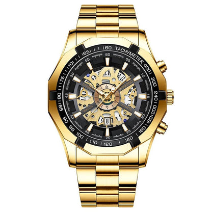 UTHAI RELOJ HOMBRE Light Luxury Business Hollow Glow Pointer Waterproof Stainless Steel Metal Strap Quartz Watch Gift H169 - Checkouts USA