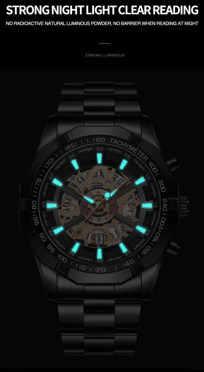 UTHAI RELOJ HOMBRE Light Luxury Business Hollow Glow Pointer Waterproof Stainless Steel Metal Strap Quartz Watch Gift H169 - Checkouts USA