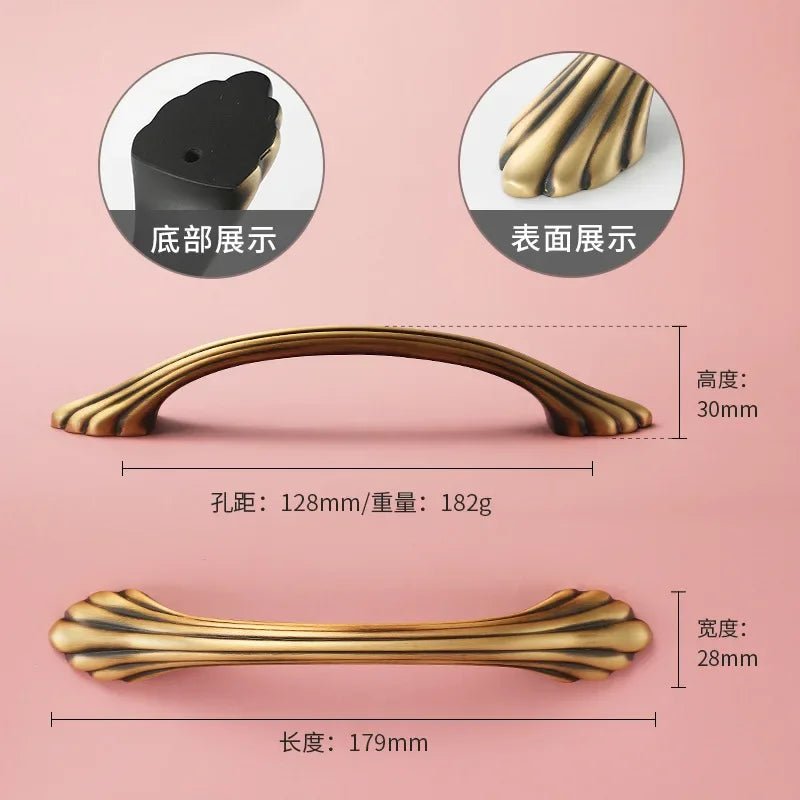 Vintage Brass Furniture Handles Bronze Handles for Cabinets and Drawers Hardware Fitting Kitchen Cabinet Drawer Handles - Checkouts USA