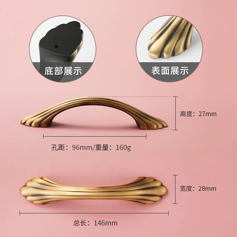 Vintage Brass Furniture Handles Bronze Handles for Cabinets and Drawers Hardware Fitting Kitchen Cabinet Drawer Handles - Checkouts USA