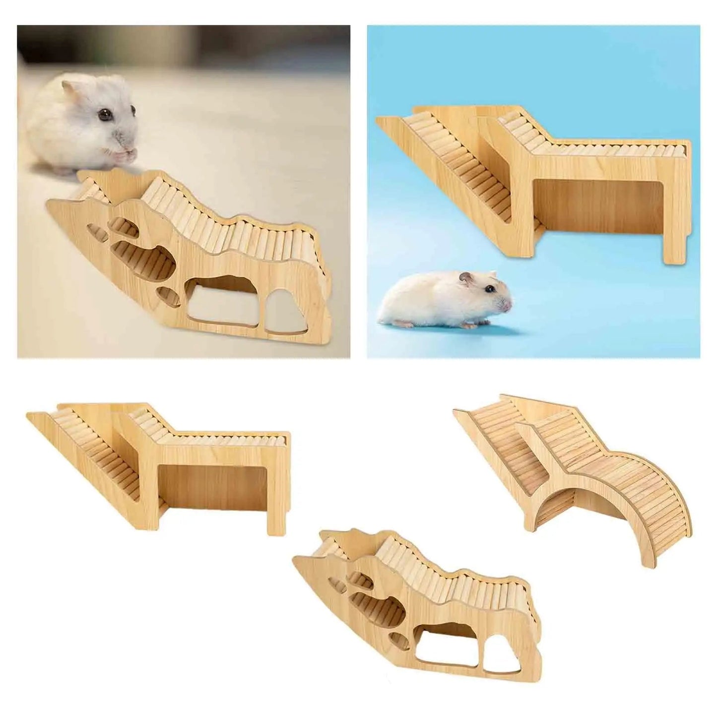 Washable Hamster Hideaway Wooden Hamster House with Climbing Ladder Small Pet Castle Home for Dwarf Mice Gerbils Small Pets - Furbury