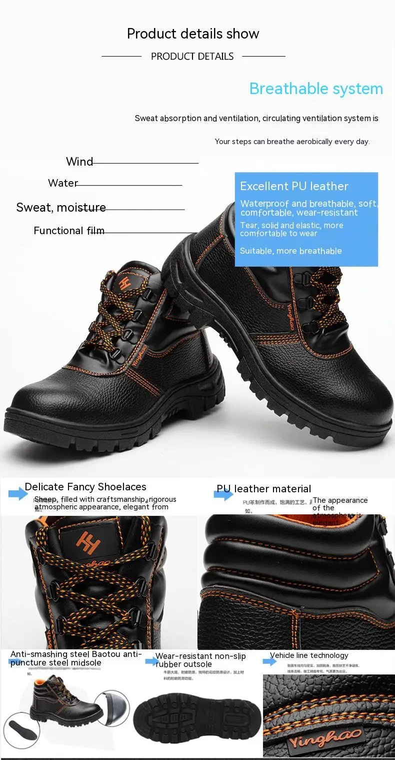 Wear - resisting Men Work Safety Boots Anti - smash Anti - puncture Work Sneakers Waterproof Boots Indestructible Protective Work Boot - Checkouts USA