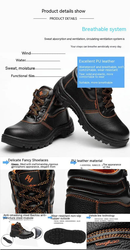 Wear - resisting Men Work Safety Boots Anti - smash Anti - puncture Work Sneakers Waterproof Boots Indestructible Protective Work Boot - Checkouts USA