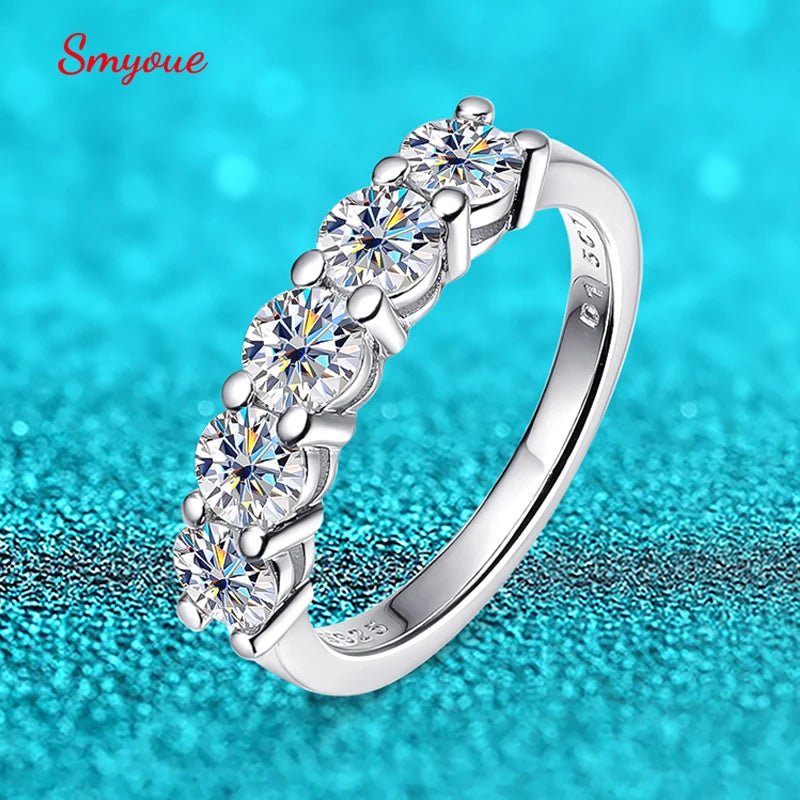 White Gold D Color 4mm Moissanite Ring for Women 1.5CTTW Stone Match Diamond Wedding Band Bride S925 Sterling Silver - Checkouts USA