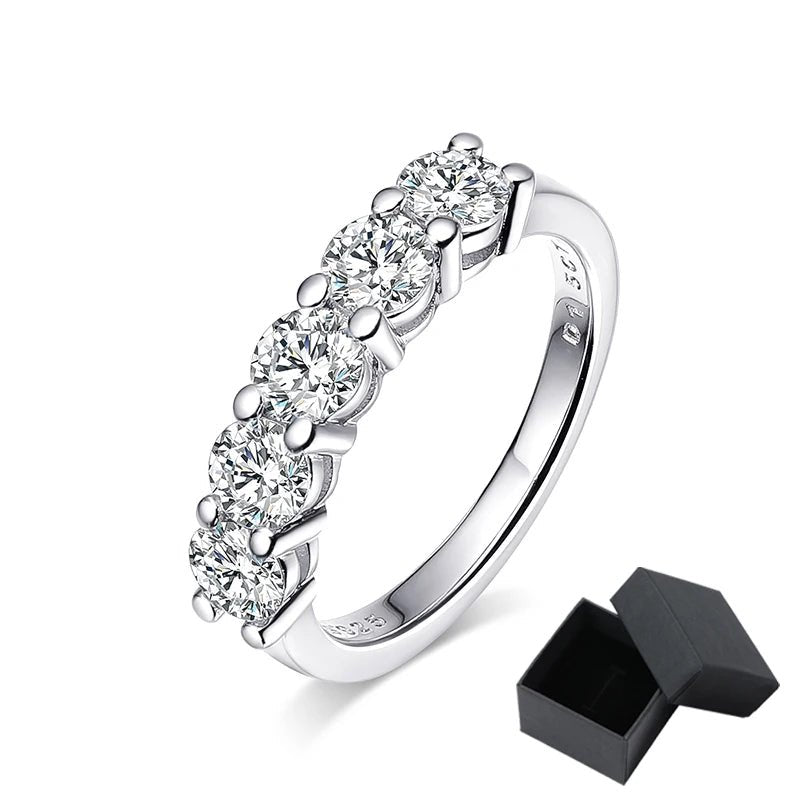 White Gold D Color 4mm Moissanite Ring for Women 1.5CTTW Stone Match Diamond Wedding Band Bride S925 Sterling Silver - Checkouts USA