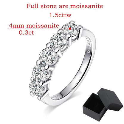White Gold D Color 4mm Moissanite Ring for Women 1.5CTTW Stone Match Diamond Wedding Band Bride S925 Sterling Silver - Checkouts USA