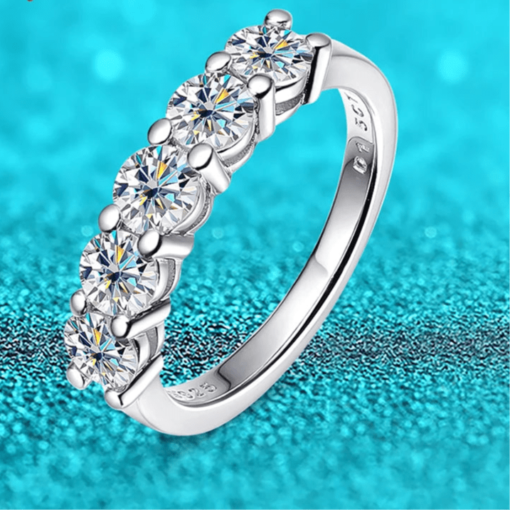 White Gold D Color 4mm Moissanite Ring for Women 1.5CTTW Stone Match Diamond Wedding Band Bride S925 Sterling Silver - Checkouts USA