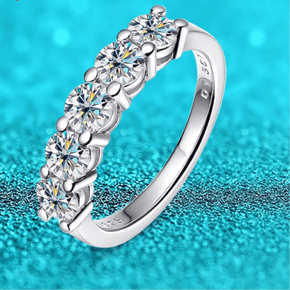 White Gold D Color 4mm Moissanite Ring for Women 1.5CTTW Stone Match Diamond Wedding Band Bride S925 Sterling Silver - Checkouts USA