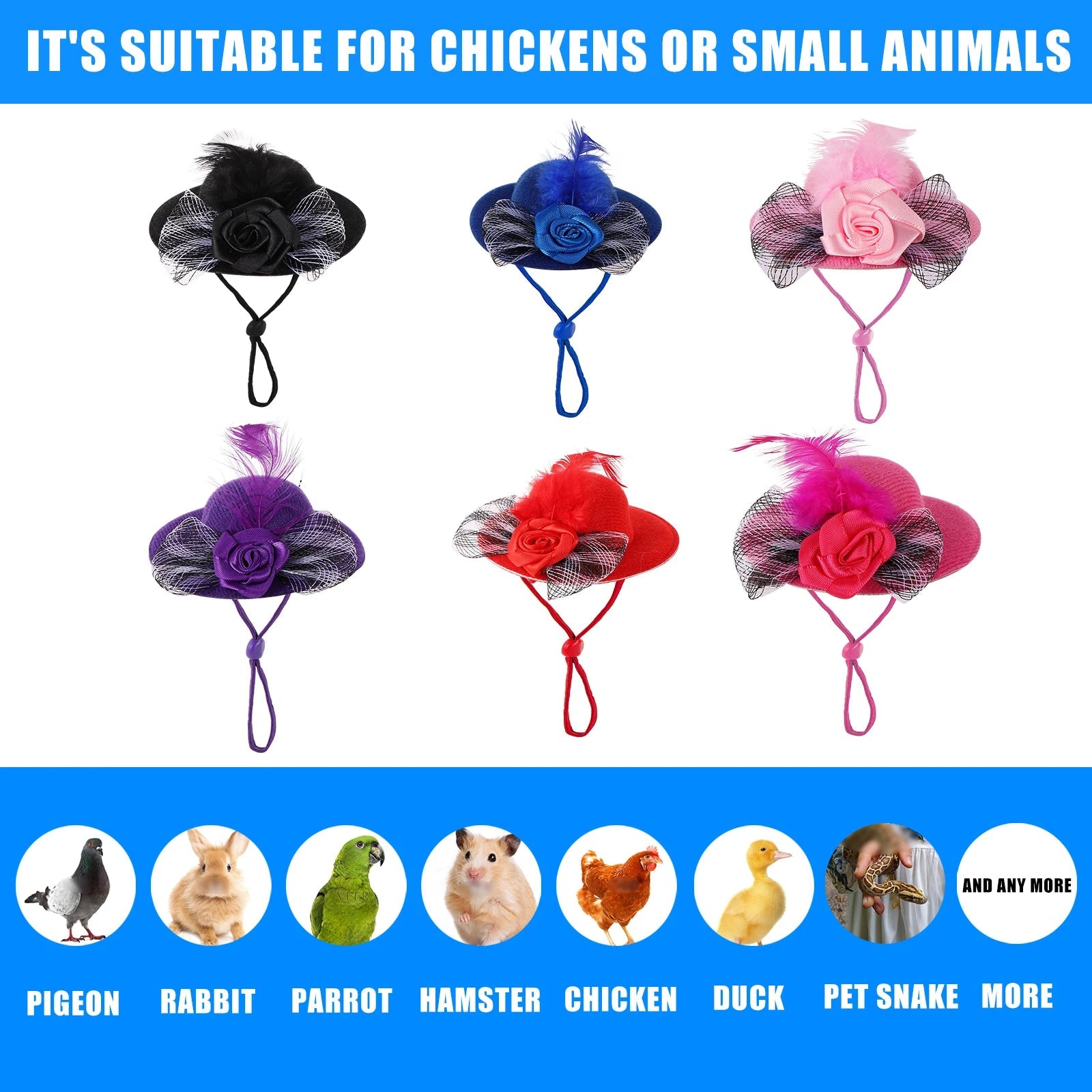 Wholesale Bulk 1 Pc Pet Hen Decorative Hat Velvet Large Silk Flower Topper Hamster Lizard Hat Adjustable Parrot Topper Pet Fashion Clothing - Furbury