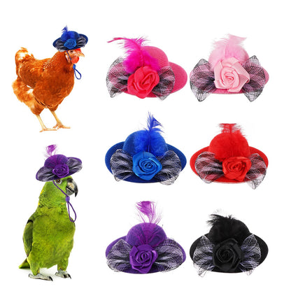 Wholesale Bulk 1 Pc Pet Hen Decorative Hat Velvet Large Silk Flower Topper Hamster Lizard Hat Adjustable Parrot Topper Pet Fashion Clothing - Furbury