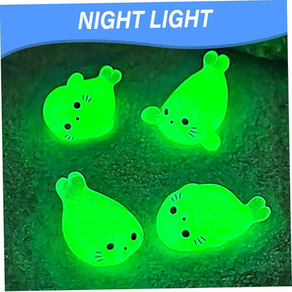 Wholesale Bulk 100/50Pcs Kawaii Luminous Mini Seal Pup Resin Glow At Night Marine Animal Figurines Ornament Fairy Garden DIY Accessories - Furbury