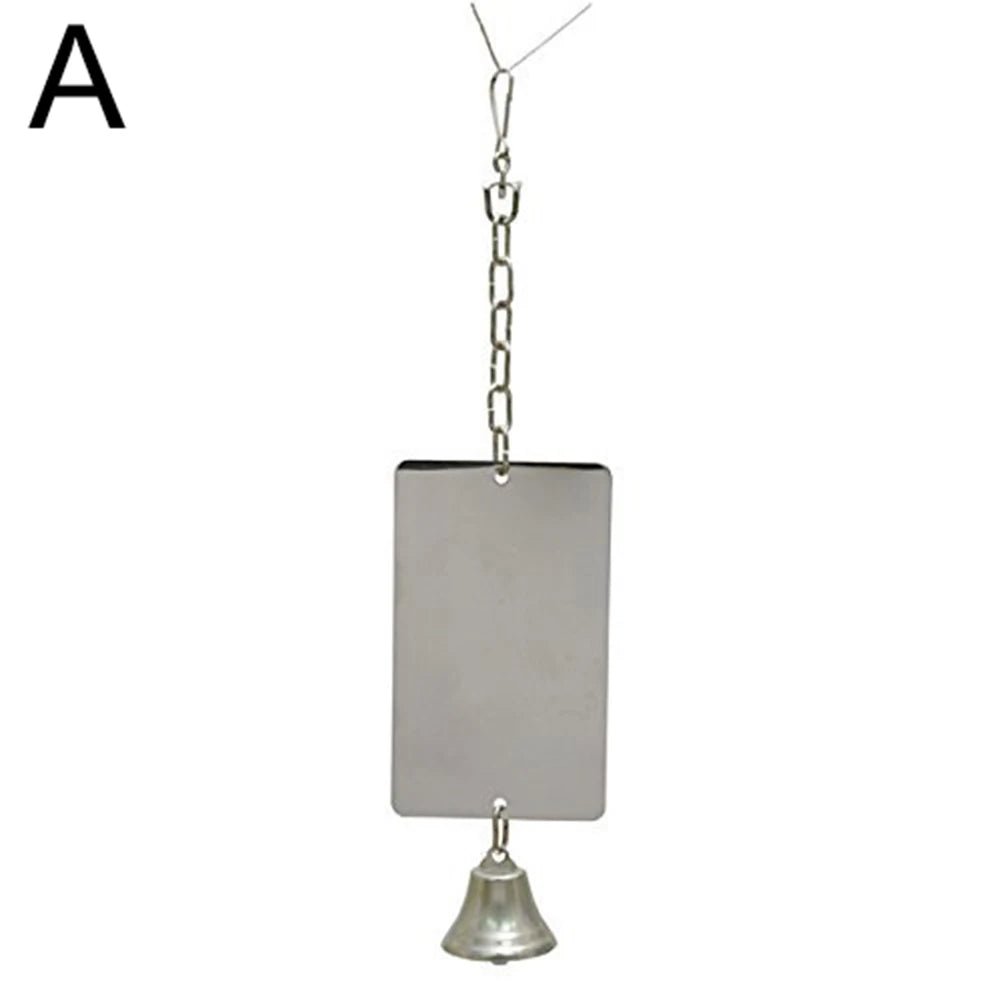 Wholesale Bulk 1Pc Parrot Bird Parakeet Hanging Mirror Bell Play Toy Cage Decoration Pet Supplies - Furbury
