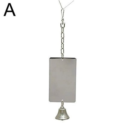 Wholesale Bulk 1Pc Parrot Bird Parakeet Hanging Mirror Bell Play Toy Cage Decoration Pet Supplies - Furbury