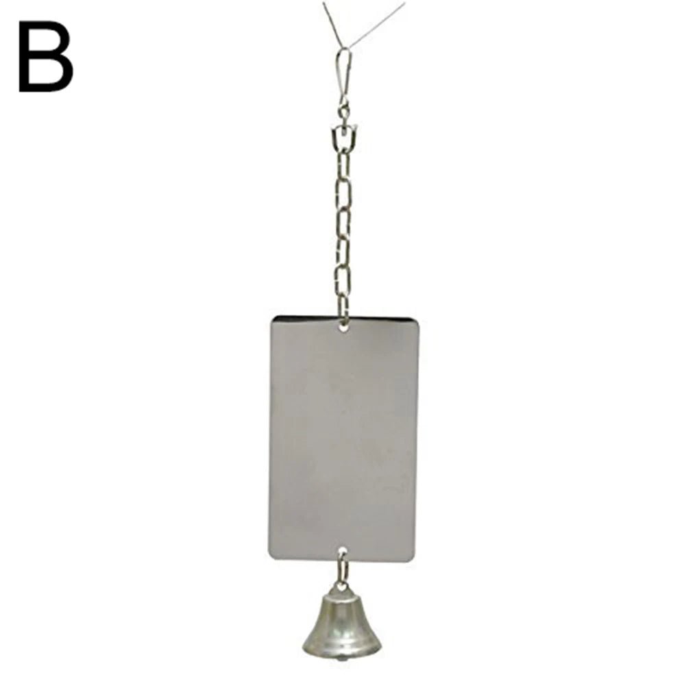 Wholesale Bulk 1Pc Parrot Bird Parakeet Hanging Mirror Bell Play Toy Cage Decoration Pet Supplies - Furbury