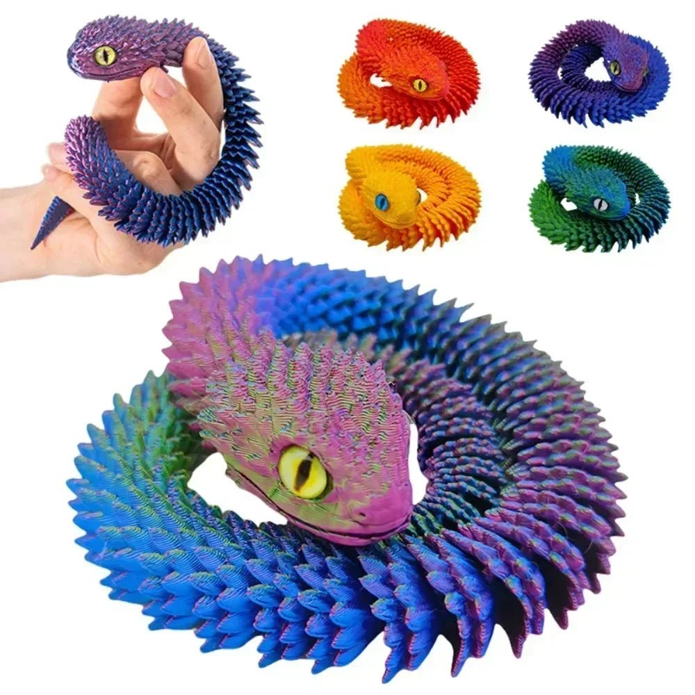 Wholesale Bulk 3D Printed Snake Rotatable Joints Snake Figurines Home Office Desktop Crafts Ornament Creative Home Garden Landscape DIY Animal - Furbury