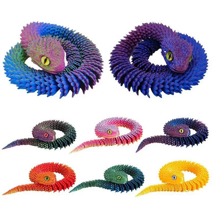 Wholesale Bulk 3D Printed Snake Rotatable Joints Snake Figurines Home Office Desktop Crafts Ornament Creative Home Garden Landscape DIY Animal - Furbury