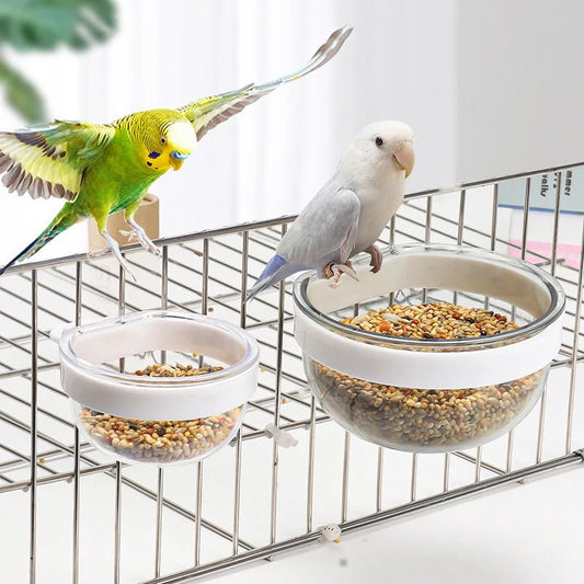 Wholesale Bulk Bird Feeding Bowl Detachable Transparent Bowl Plastic Food Cup For Cage Convenient Hanging Seed Water Feeder for Parrots - Furbury