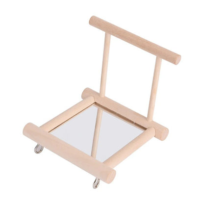Wholesale Bulk Bird Mirror Wooden Interactive Play Toy With Perch For Small Parrot Budgies Parakeet Cockatiel Conure Lovebird Cage Accessories - Furbury