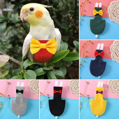 Wholesale Bulk Bird Parrot Diaper With Bowtie Cute Flight Suit Nappy Clothes For Cockatiel Green Cheek Conure Parakeet Pigeons Bird Accessories - Furbury