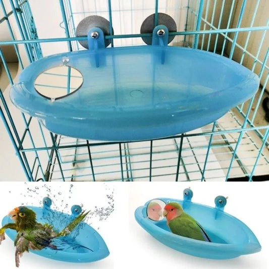 Wholesale Bulk Bird Water Bath Tub For Pet Cage Hanging Bowl Parrot Parakeet Bird Bath+Mirror Birdbath - Furbury