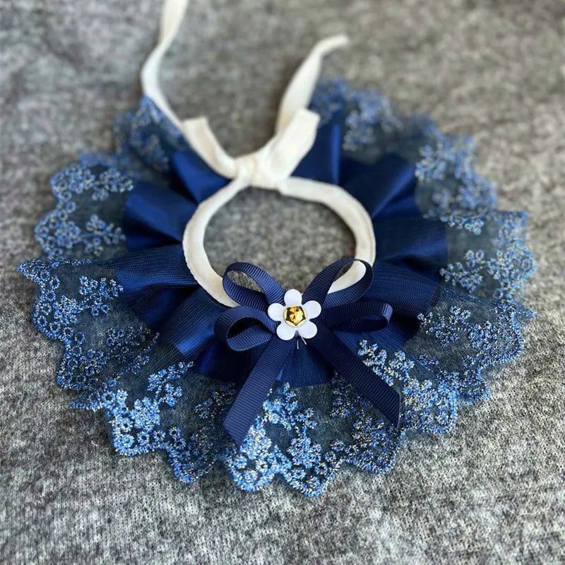 Wholesale Bulk Fashion Bowknot Pet Collar Cute Lace Mesh Embroidery Pet Bib Burp Cloth Lovely Dog Cat Necklace Neck Strap For Small Medium Dog - Furbury