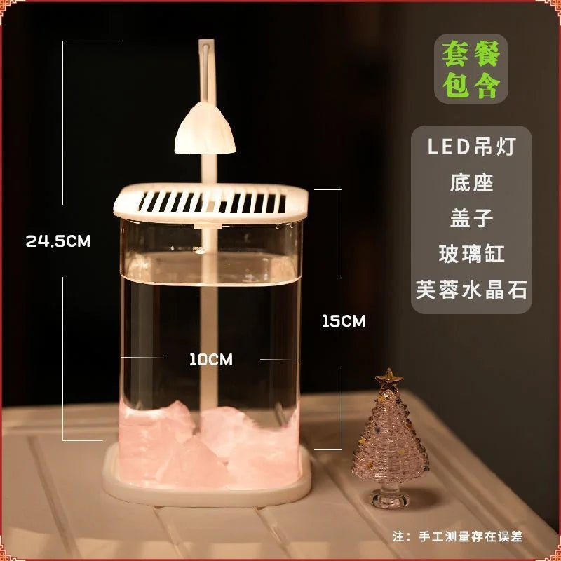 Wholesale Bulk Fish Tank Fighting Fish Special Ultra White Small Lazy Glass Tank Living Room Creative Desktop Decoration High - end Viewing Light - Furbury