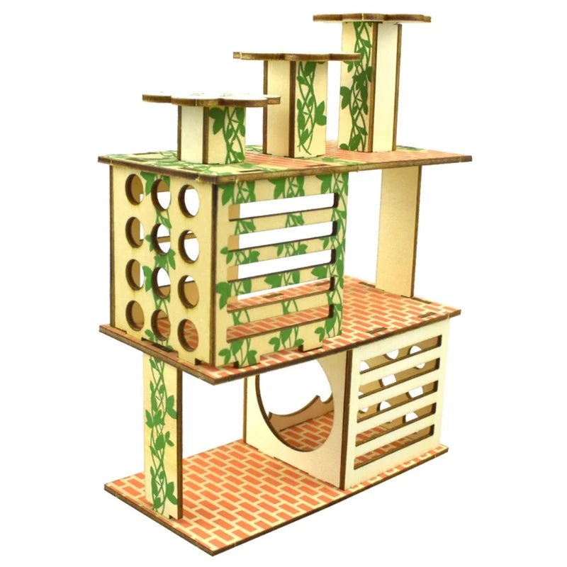 Wholesale Bulk Hamster Wooden Villa House Climbing Toy Hideout Nesting Habitat for Chinchillas Guinea Pigs Small Animals 5 Styles Dropshipping - Furbury