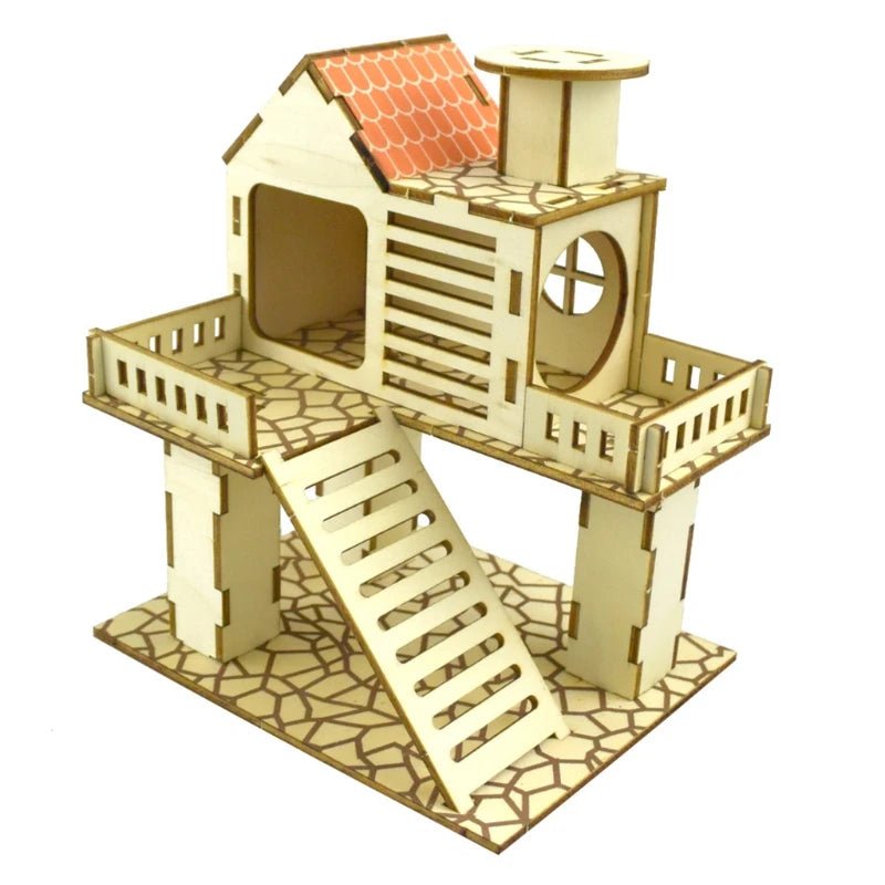 Wholesale Bulk Hamster Wooden Villa House Climbing Toy Hideout Nesting Habitat for Chinchillas Guinea Pigs Small Animals 5 Styles Dropshipping - Furbury