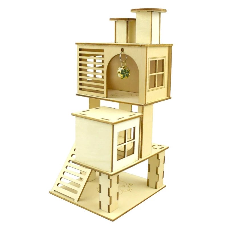 Wholesale Bulk Hamster Wooden Villa House Climbing Toy Hideout Nesting Habitat for Chinchillas Guinea Pigs Small Animals 5 Styles Dropshipping - Furbury