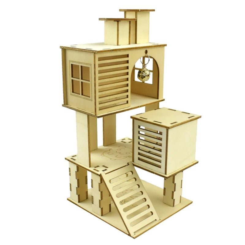 Wholesale Bulk Hamster Wooden Villa House Climbing Toy Hideout Nesting Habitat for Chinchillas Guinea Pigs Small Animals 5 Styles Dropshipping - Furbury