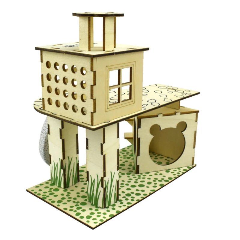 Wholesale Bulk Hamster Wooden Villa House Climbing Toy Hideout Nesting Habitat for Chinchillas Guinea Pigs Small Animals 5 Styles Dropshipping - Furbury