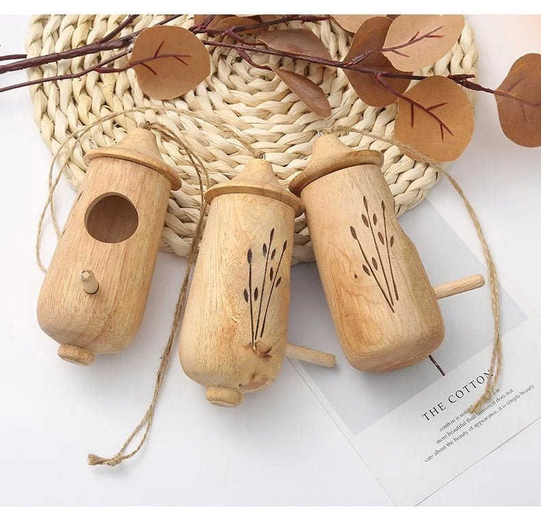 Wholesale Bulk Handmade Wooden Hummingbird House Chalet Hanging Mini Bird Nests Cage for Beautiful Outdoor Patio Garden Decoration Pet Bedroom - Furbury