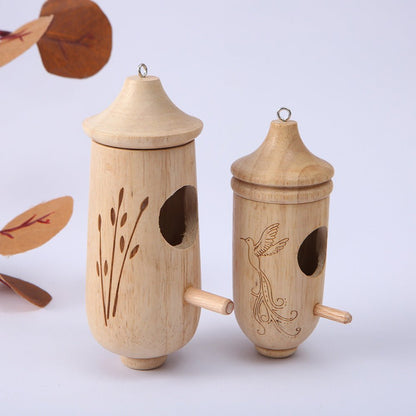 Wholesale Bulk Handmade Wooden Hummingbird House Chalet Hanging Mini Bird Nests Cage for Beautiful Outdoor Patio Garden Decoration Pet Bedroom - Furbury