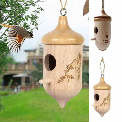 Wholesale Bulk Handmade Wooden Hummingbird House Chalet Hanging Mini Bird Nests Cage for Beautiful Outdoor Patio Garden Decoration Pet Bedroom - Furbury