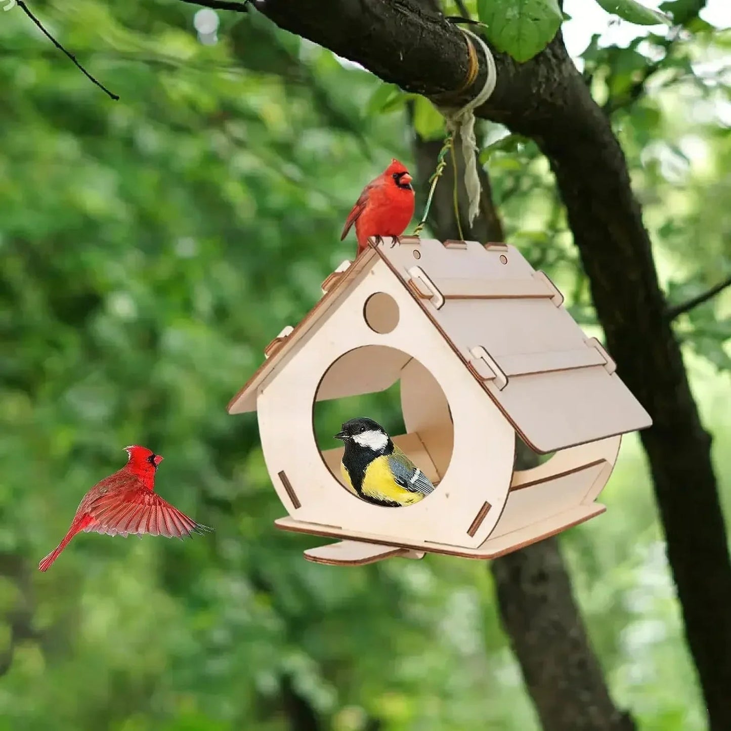 Wholesale Bulk Hanging wooden bird feeders Aviary DIY assembled outdoor garden decorative feeders Birdcage Birdhouse - Furbury