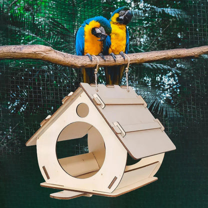 Wholesale Bulk Hanging wooden bird feeders Aviary DIY assembled outdoor garden decorative feeders Birdcage Birdhouse - Furbury