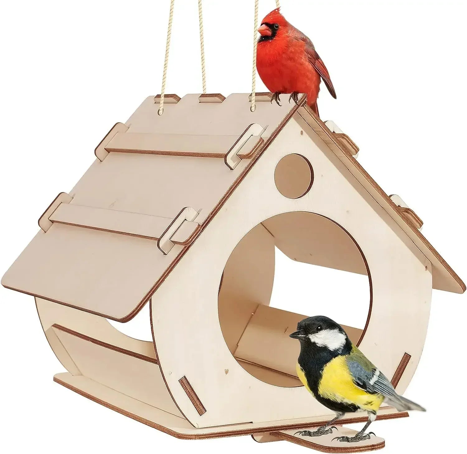 Wholesale Bulk Hanging wooden bird feeders Aviary DIY assembled outdoor garden decorative feeders Birdcage Birdhouse - Furbury