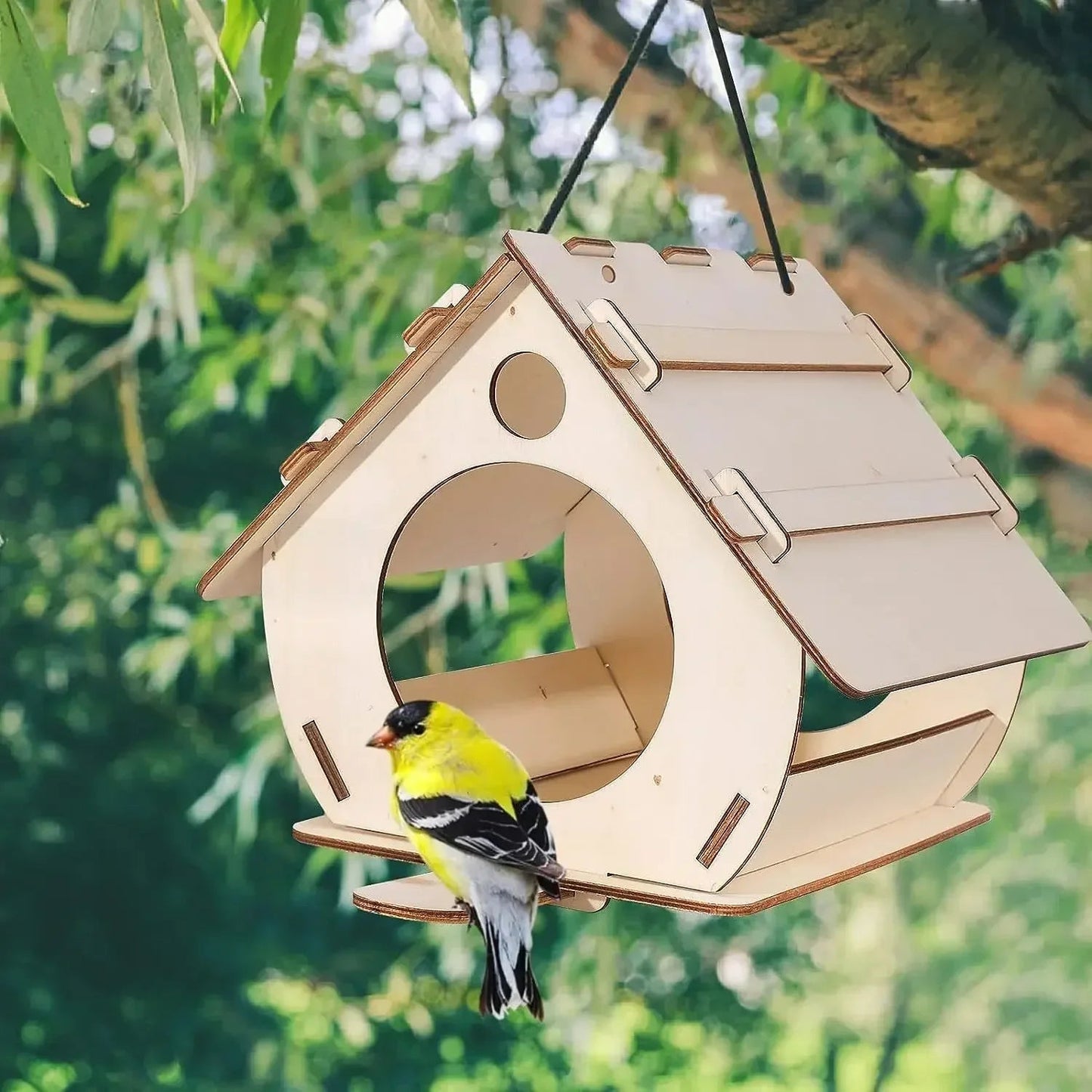 Wholesale Bulk Hanging wooden bird feeders Aviary DIY assembled outdoor garden decorative feeders Birdcage Birdhouse - Furbury