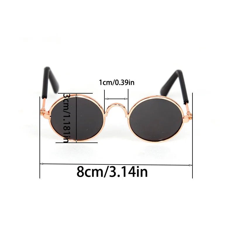 Wholesale Bulk Lovely Vintage Round Cat Sunglasses Reflection Eye wear glasses For Small Dog Cat Pet Photos Pet Products Props Accessories - Furbury