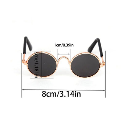 Wholesale Bulk Lovely Vintage Round Cat Sunglasses Reflection Eye wear glasses For Small Dog Cat Pet Photos Pet Products Props Accessories - Furbury