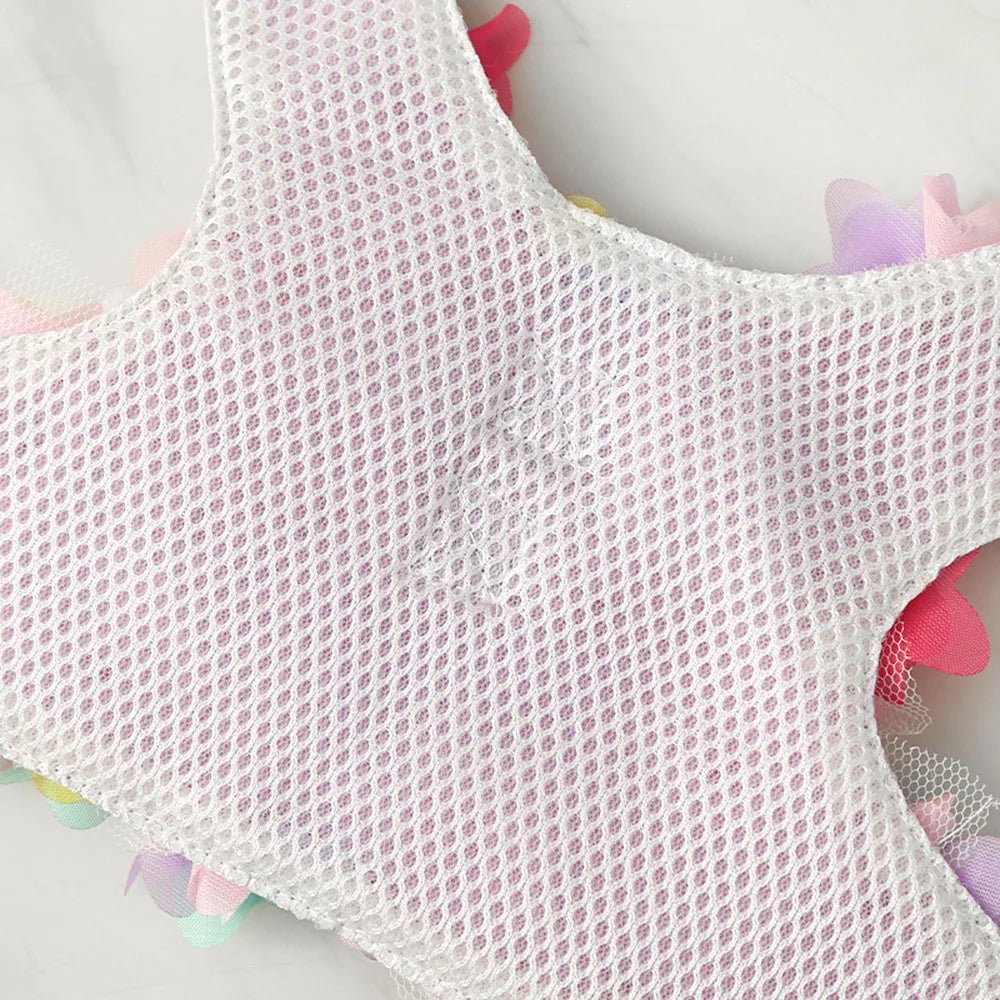 Wholesale Bulk Luxury Flower Girl Dogs Harness and Leash Set No Pull Soft Adjustable Breathable Mesh Cute Floral Puppy Pet Safety Vest Harness - Furbury