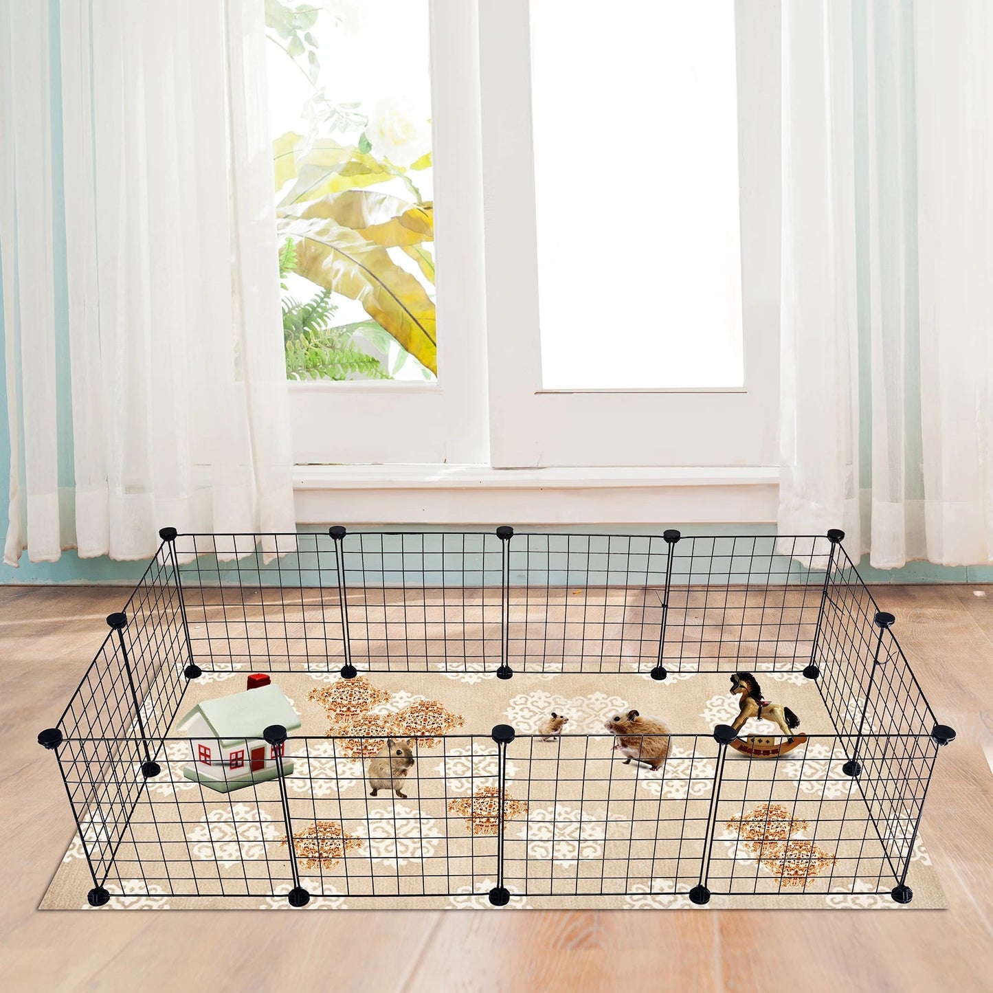 Wholesale Bulk Outdoor Puppy Playpen Adjustable Wire Plastic Enclosure for Rabbits Hamster Kennel House Dogs Kitten Small Animals Supplies - Furbury