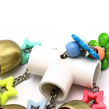 Wholesale Bulk Parrot Bite Toy Four Corner Stainless Steel Parrot Bite Soup Spoon String Toy Puzzle Swing Hanging Ring Bird Toy - Furbury