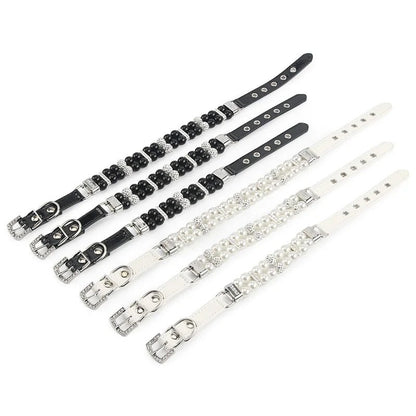Wholesale Bulk Pearl Pet Collar Artificial Pearls Rhinestone Dog Collar For Cat Necklace Wedding Party Pink Blue Green - Furbury