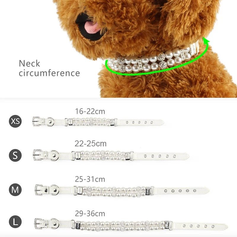 Wholesale Bulk Pearl Pet Collar Artificial Pearls Rhinestone Dog Collar For Cat Necklace Wedding Party Pink Blue Green - Furbury