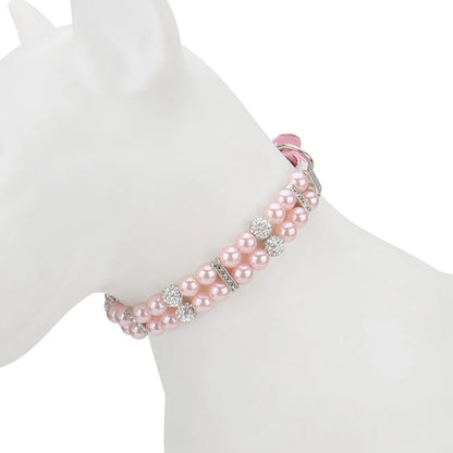 Wholesale Bulk Pearl Pet Collar Artificial Pearls Rhinestone Dog Collar For Cat Necklace Wedding Party Pink Blue Green - Furbury